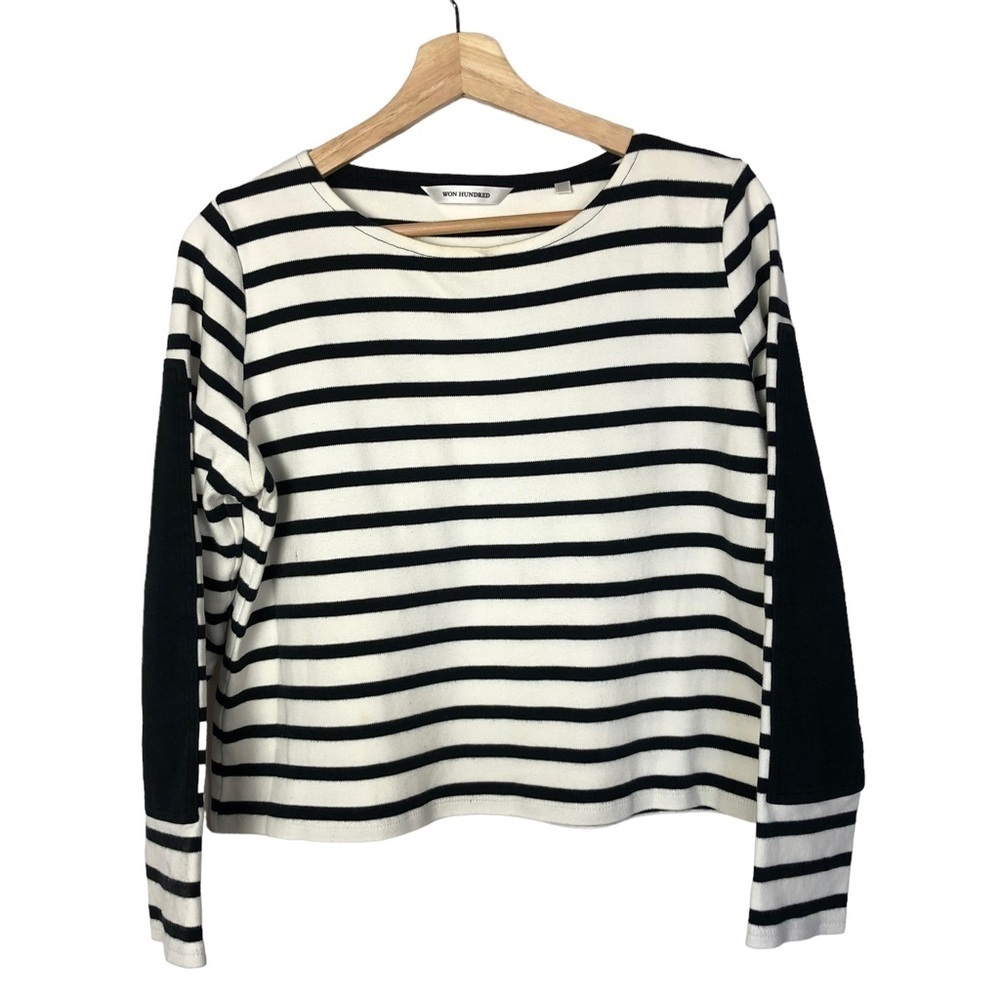 Won Hundred Molly Black & White Stripe Long Sleeve Top M‎